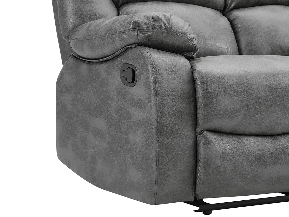 TGC TGC George Grey Faux Leather 2 Seater Manual Recliner Sofa