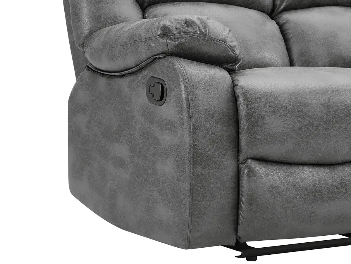 TGC TGC George Grey Faux Leather 2 Seater Manual Recliner Sofa