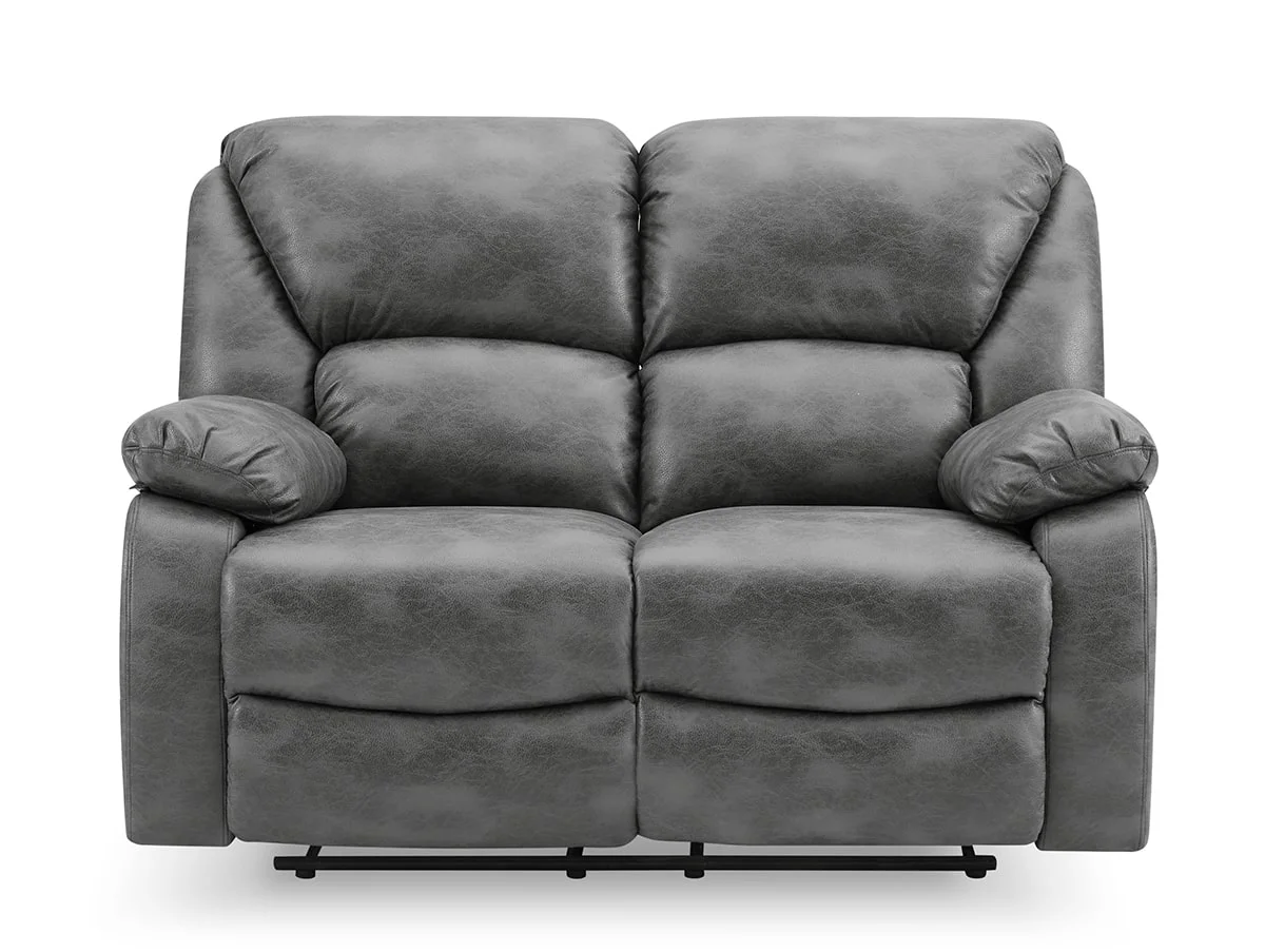 TGC TGC George Grey Faux Leather 2 Seater Manual Recliner Sofa