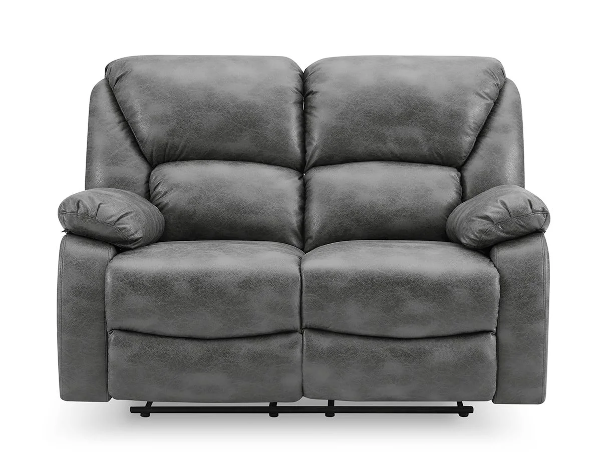 TGC TGC George Grey Faux Leather 2 Seater Manual Recliner Sofa