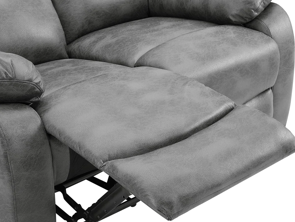 TGC TGC George Grey Faux Leather 2 Seater Manual Recliner Sofa