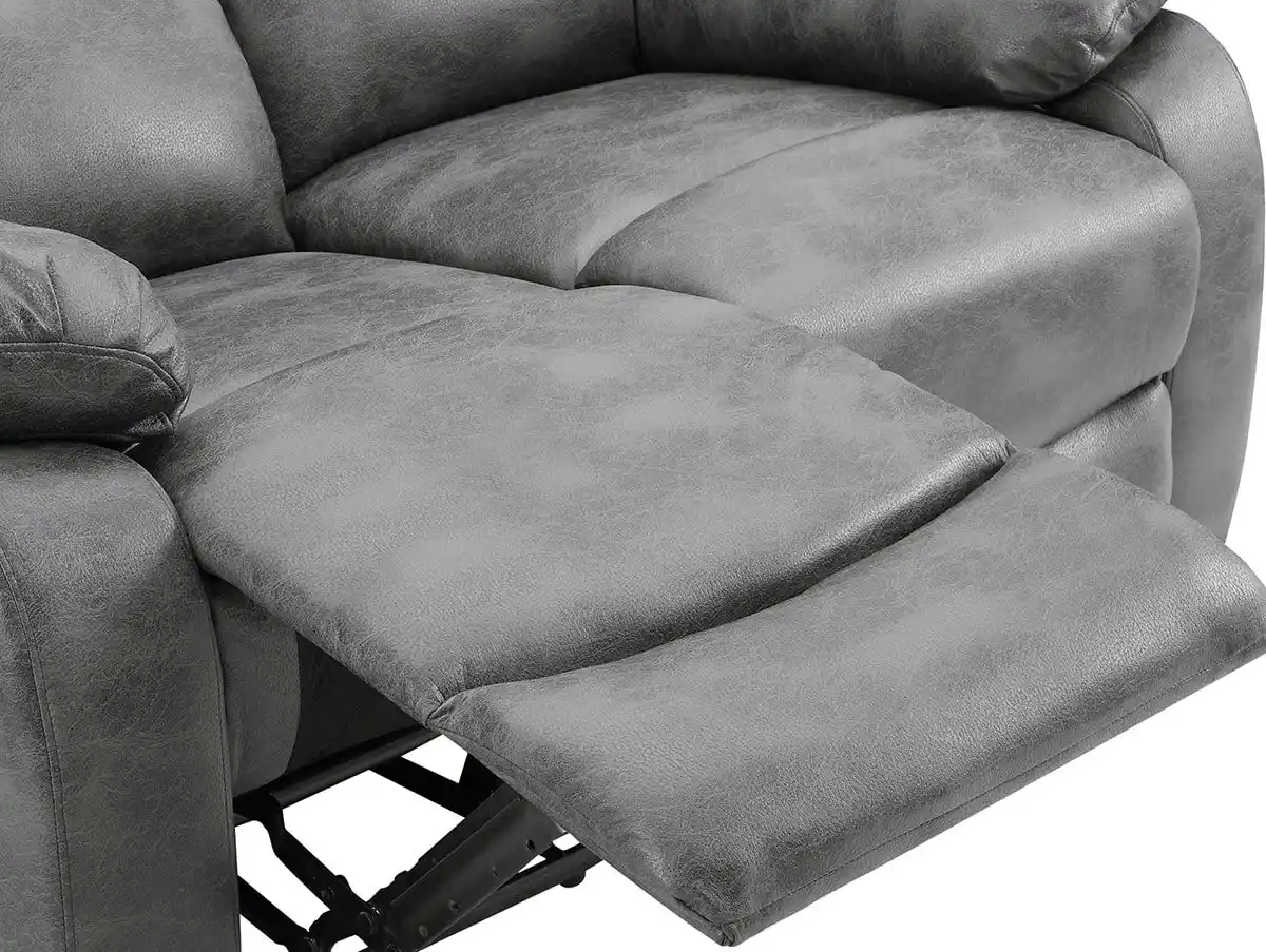 TGC TGC George Grey Faux Leather 2 Seater Manual Recliner Sofa
