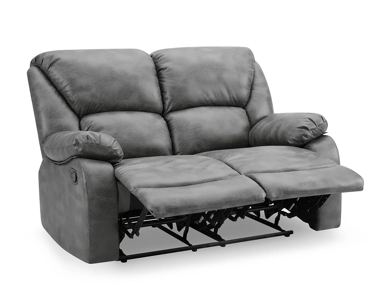 TGC TGC George Grey Faux Leather 2 Seater Manual Recliner Sofa