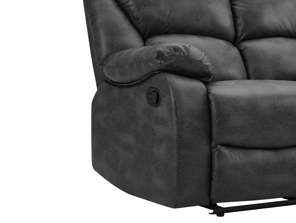 TGC TGC George Black Faux Leather 3 Seater Manual Recliner Sofa