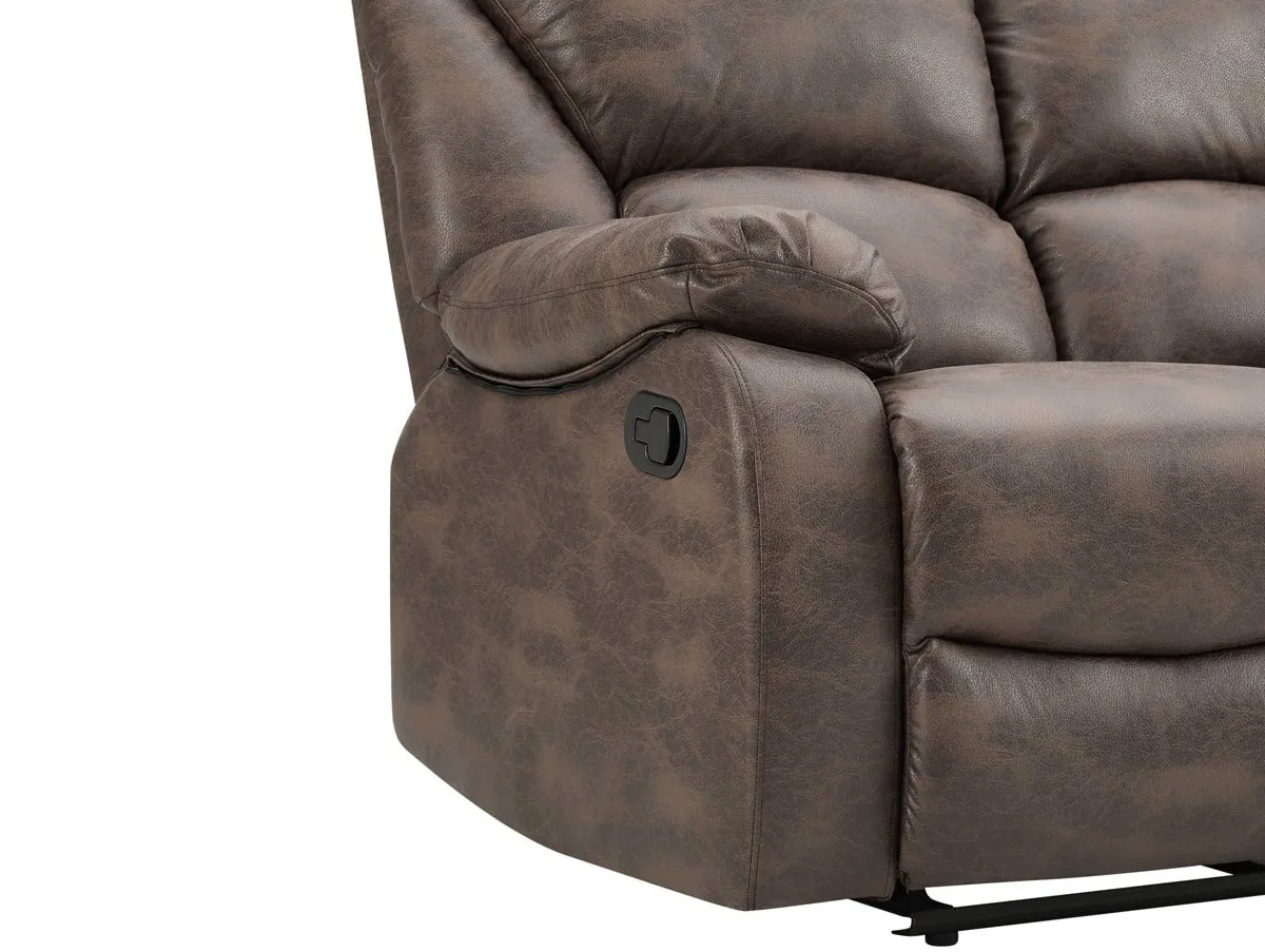 TGC TGC George Brown Faux Leather 3 Seater Manual Recliner Sofa