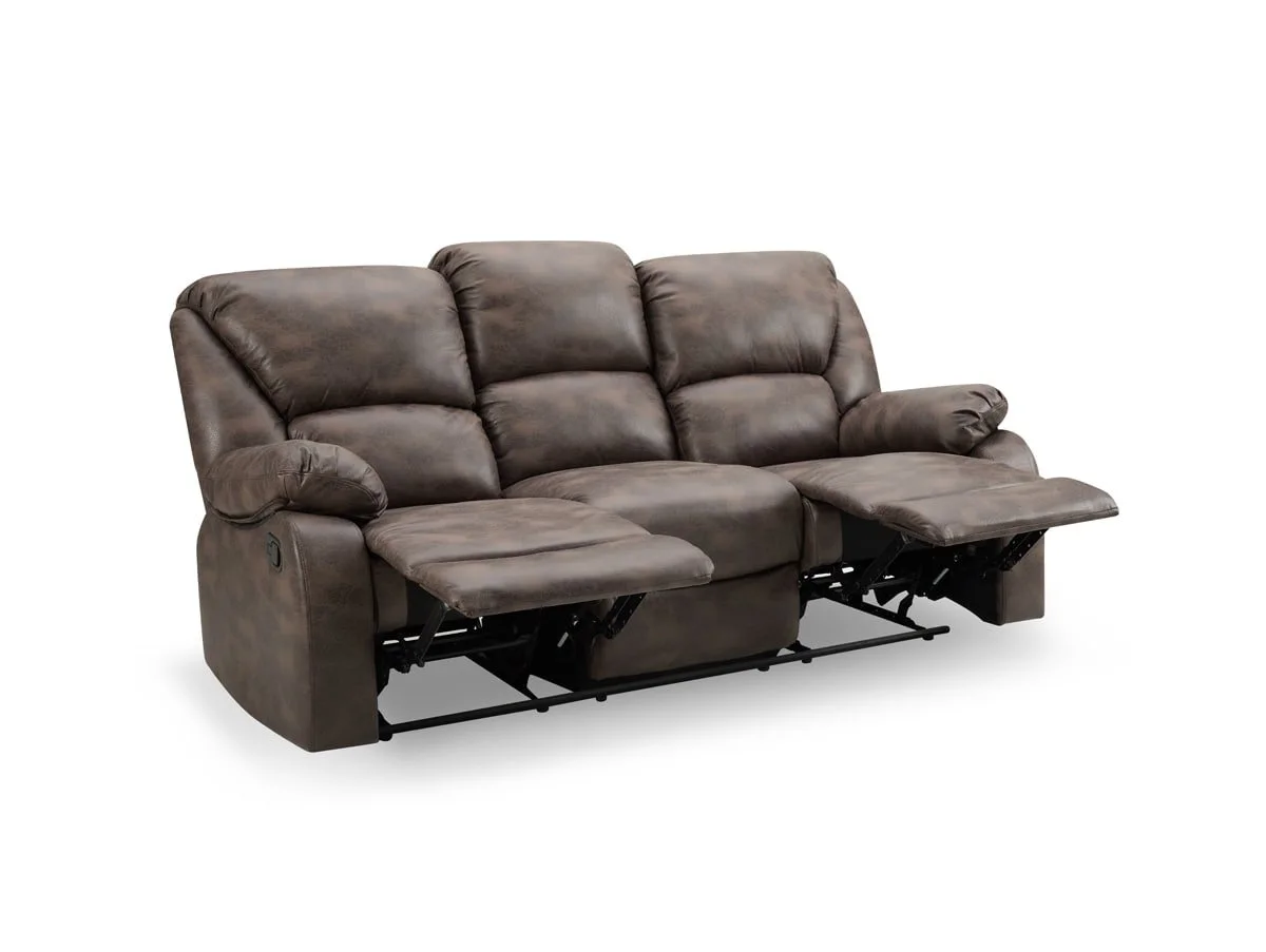 TGC TGC George Brown Faux Leather 3 Seater Manual Recliner Sofa