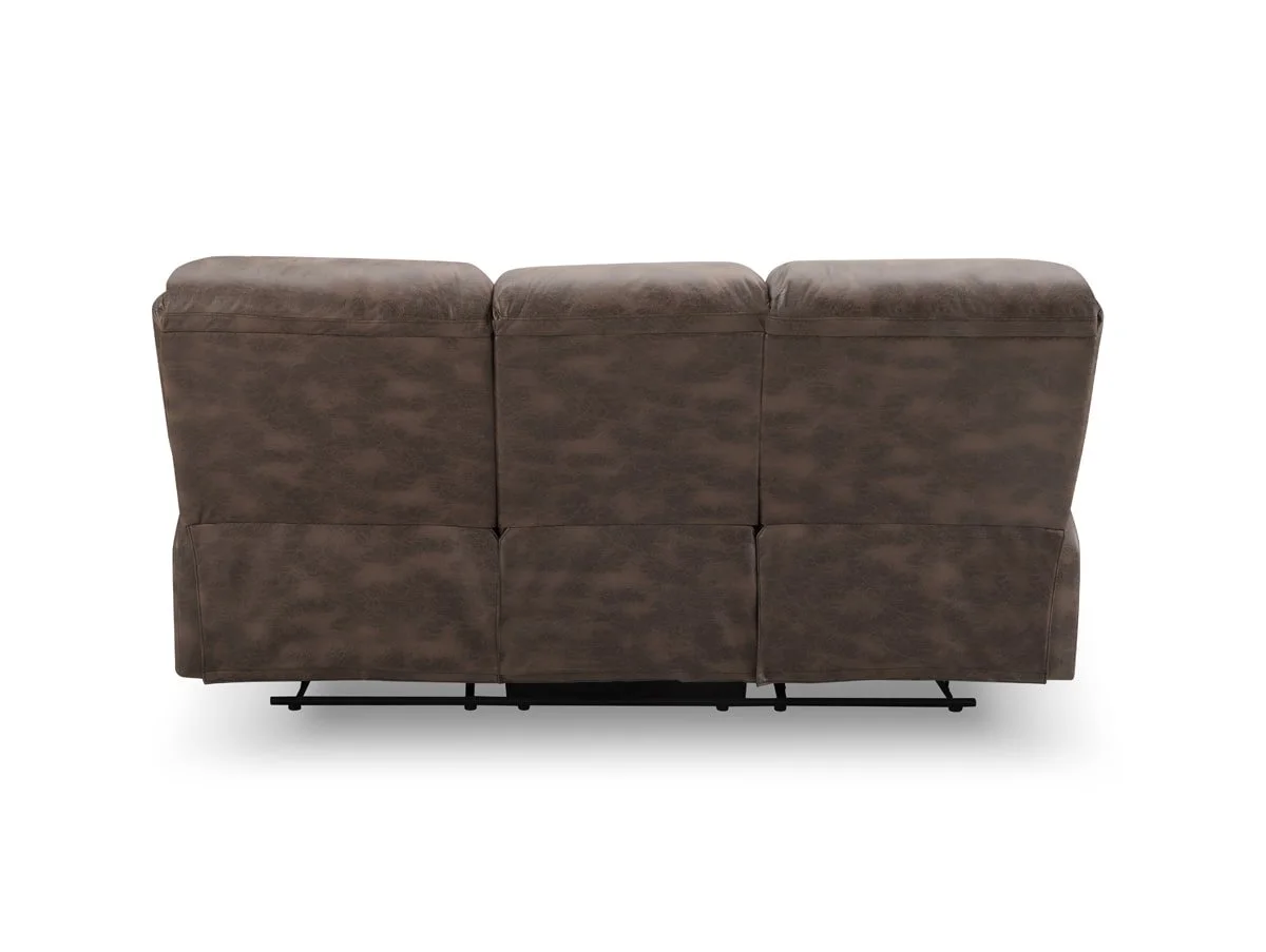 TGC TGC George Brown Faux Leather 3 Seater Manual Recliner Sofa
