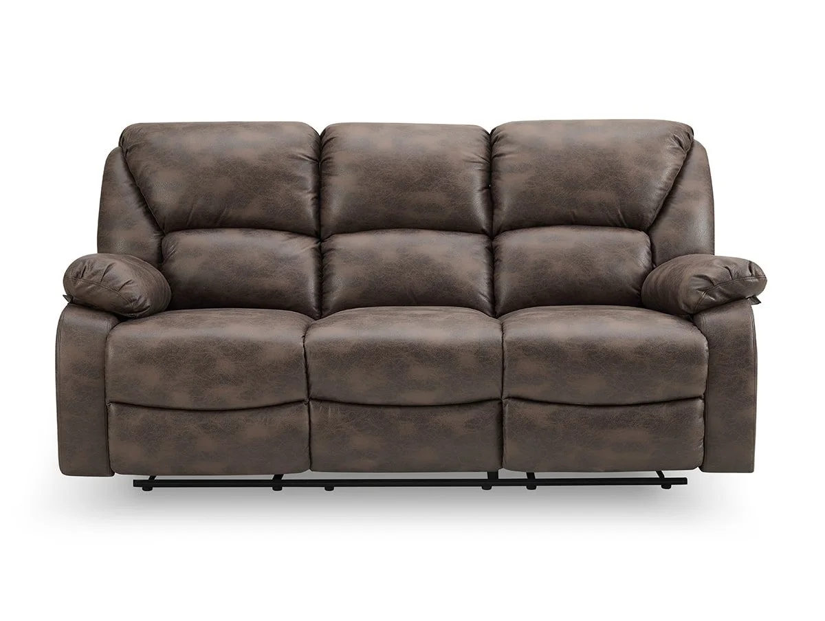 TGC TGC George Brown Faux Leather 3 Seater Manual Recliner Sofa