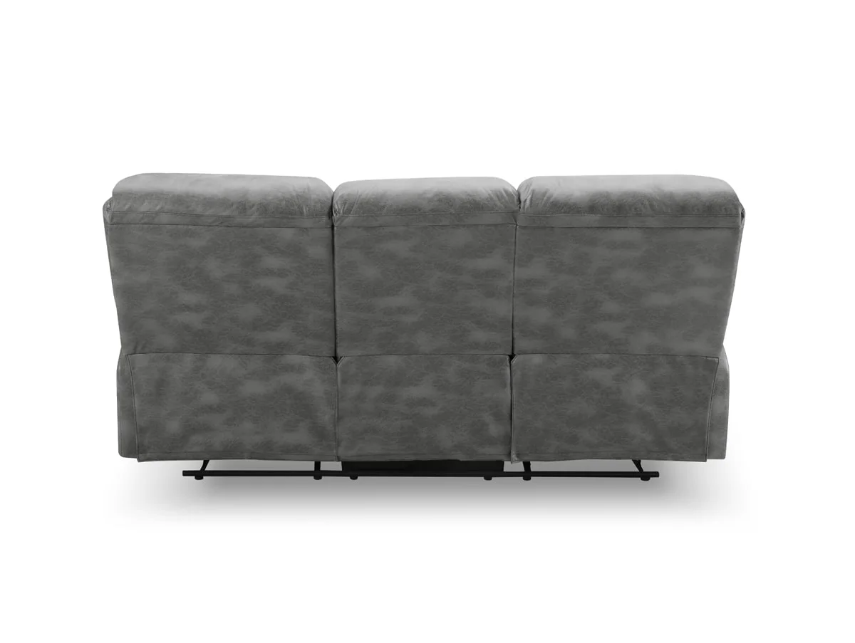 TGC TGC George Grey Faux Leather 3 Seater Manual Recliner Sofa