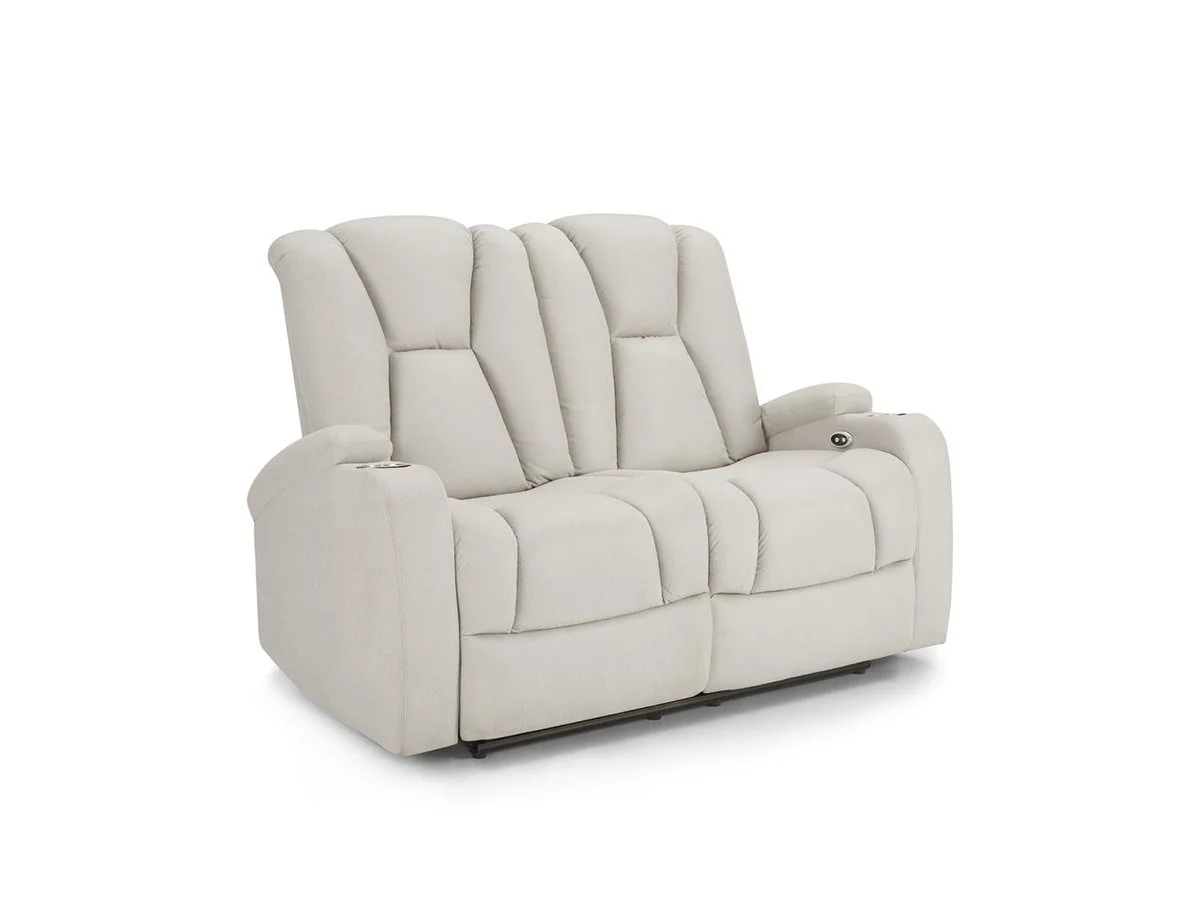 TGC TGC Hazel Light Grey Faux Leather 2 Seater Power Recliner Sofa