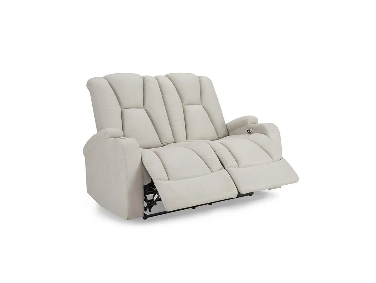 TGC TGC Hazel Light Grey Faux Leather 2 Seater Power Recliner Sofa