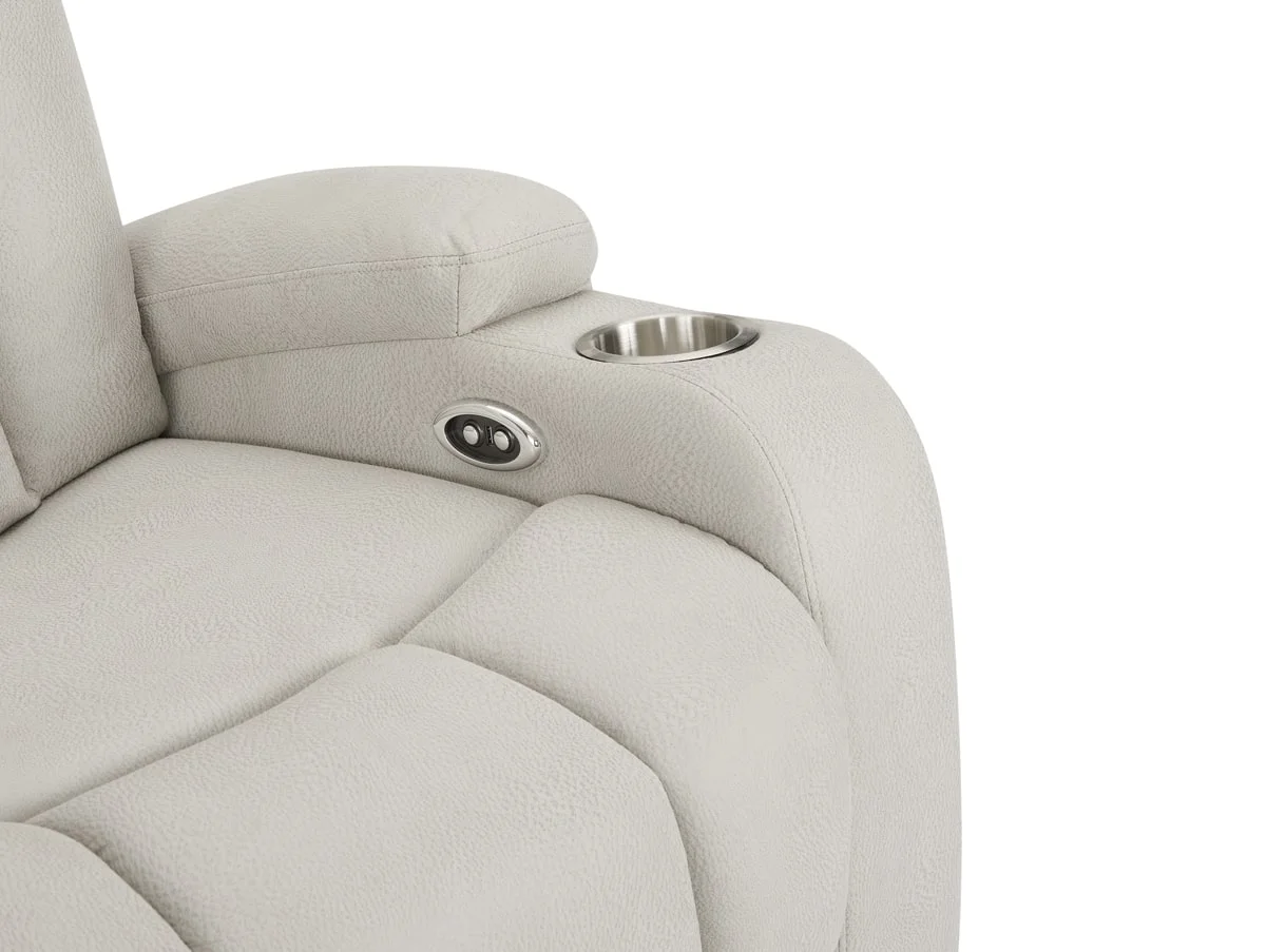 TGC TGC Hazel Light Grey Faux leather 3 Seater Power Recliner Sofa