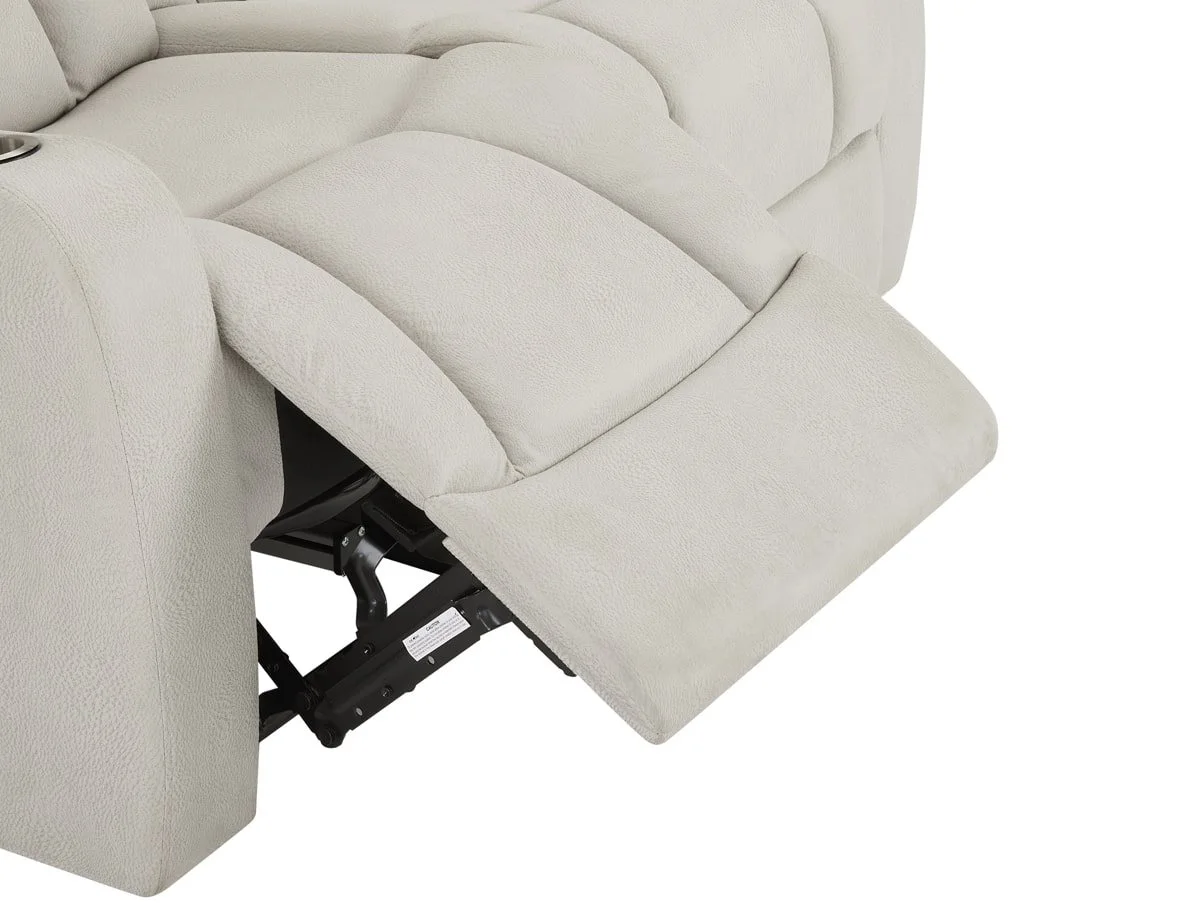 TGC TGC Hazel Light Grey Faux leather 3 Seater Power Recliner Sofa