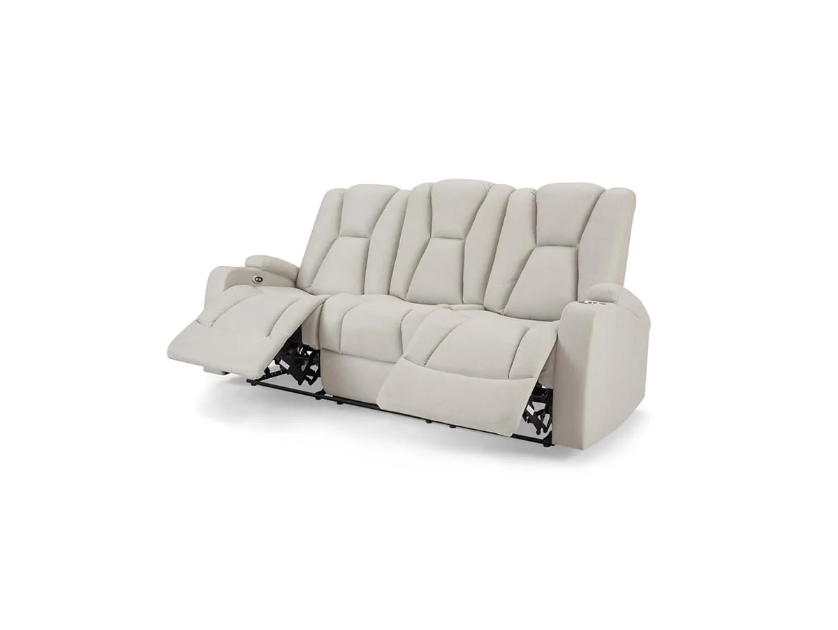TGC TGC Hazel Light Grey Faux leather 3 Seater Power Recliner Sofa