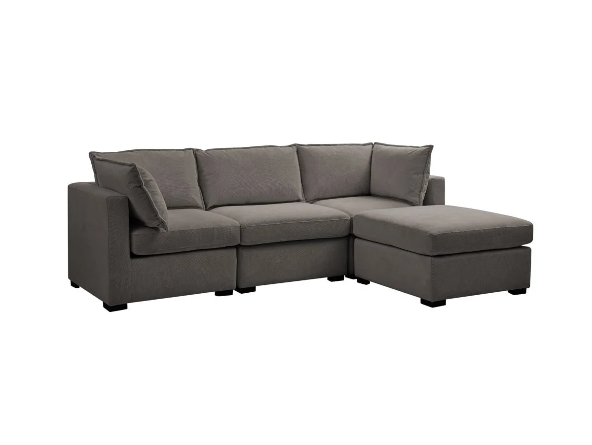 TGC TGC Irene Dark Grey Fabric 3 Seater Sofa with Footstool