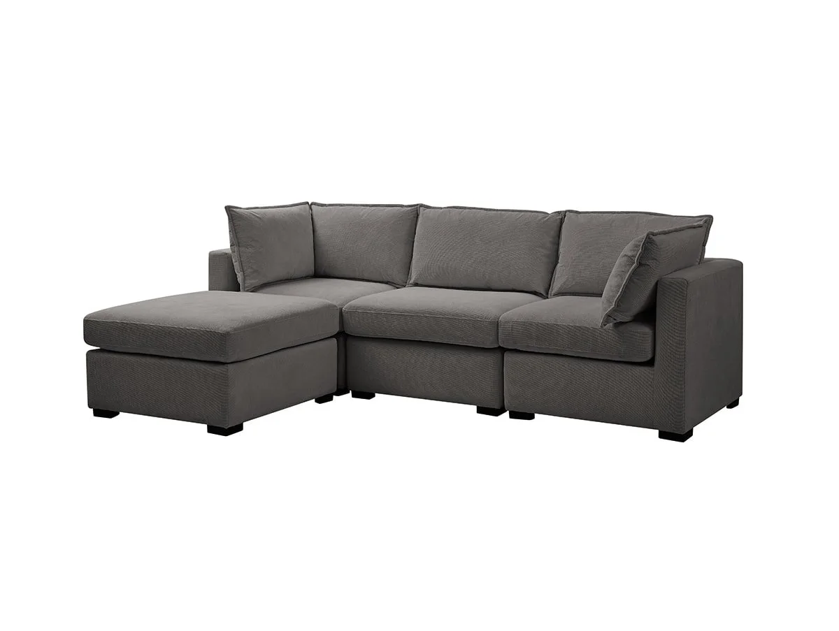 TGC TGC Irene Dark Grey Fabric 3 Seater Sofa with Footstool