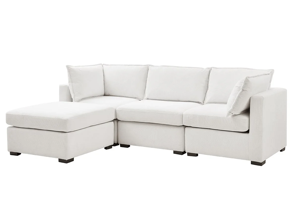 TGC TGC Irene Ivory Fabric 3 Seater Sofa with Footstool