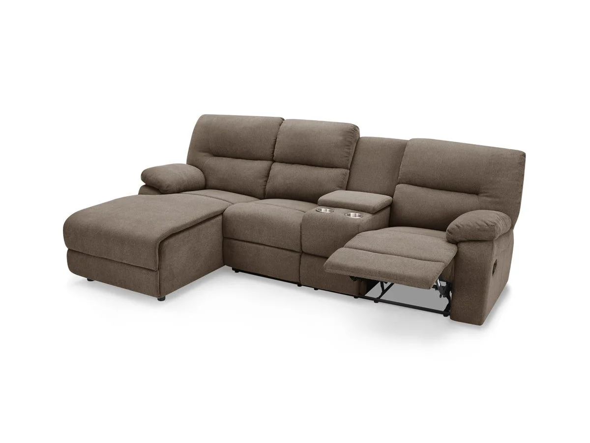 TGC TGC Jake Brown Fabric Left Hand Fabric Chaise Recliner Sofa