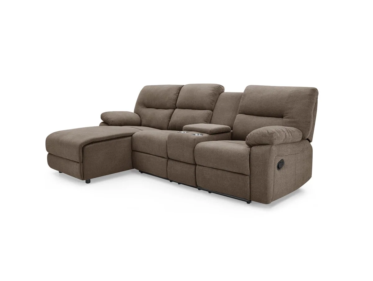 TGC TGC Jake Brown Left Hand Fabric Chaise Recliner Sofa