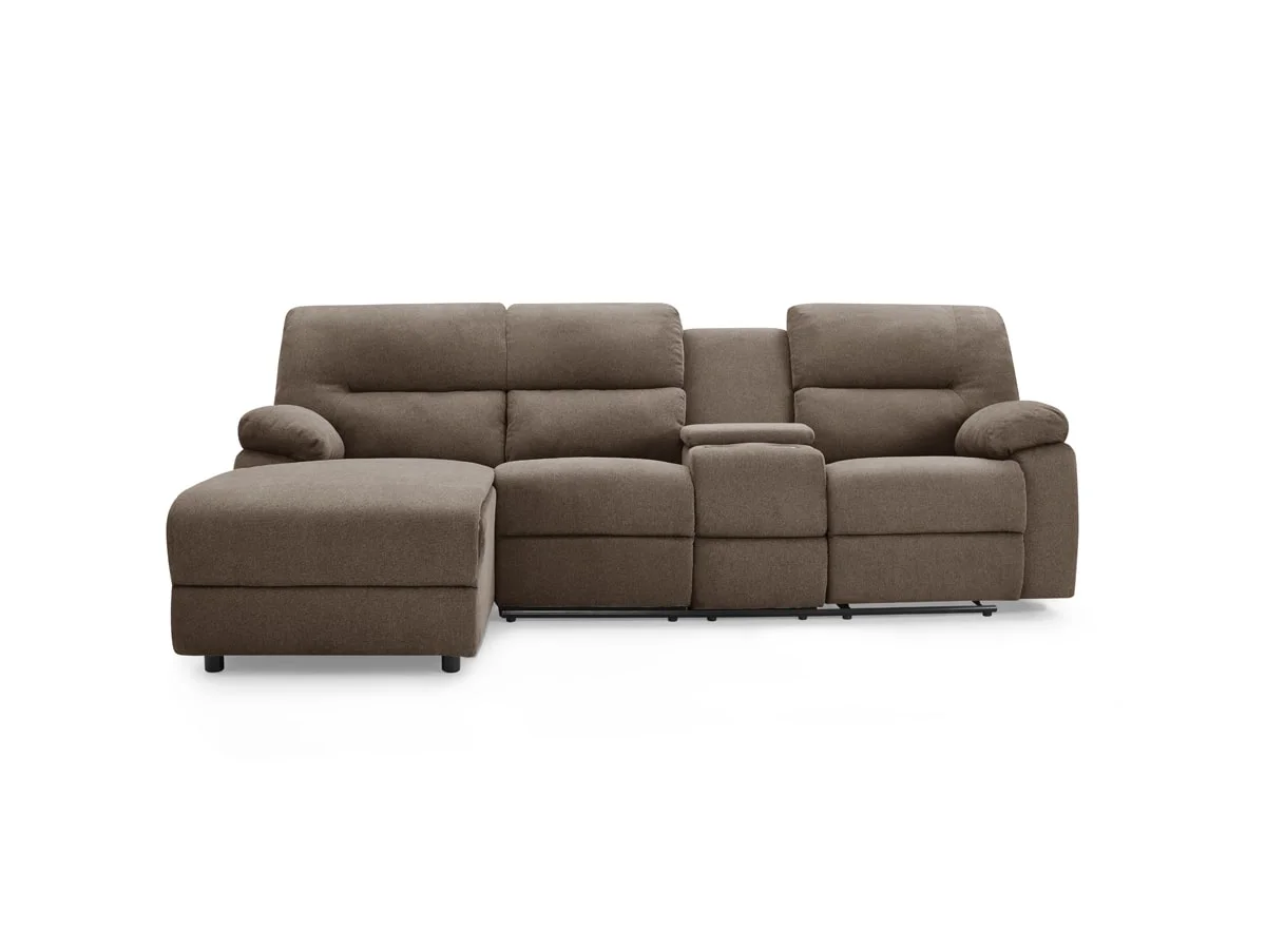 TGC TGC Jake Brown Left Hand Fabric Chaise Recliner Sofa