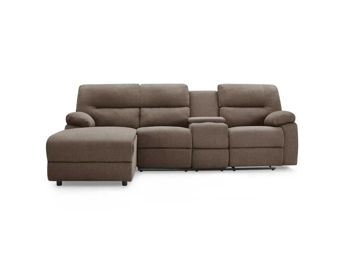 TGC TGC Jake Brown Fabric Left Hand Fabric Chaise Recliner Sofa