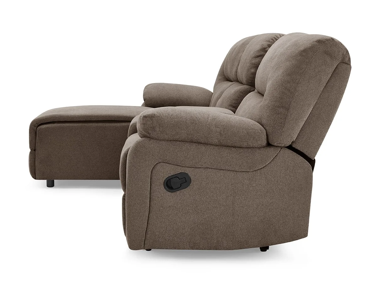 TGC TGC Jake Brown Left Hand Fabric Chaise Recliner Sofa