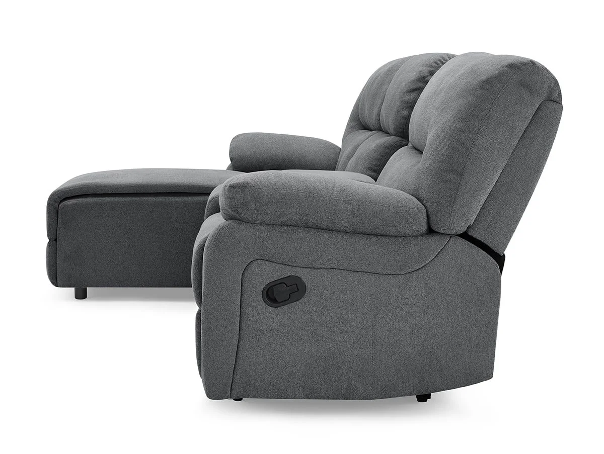 TGC TGC Jake Dark Grey Left Hand Fabric Chaise Recliner Sofa