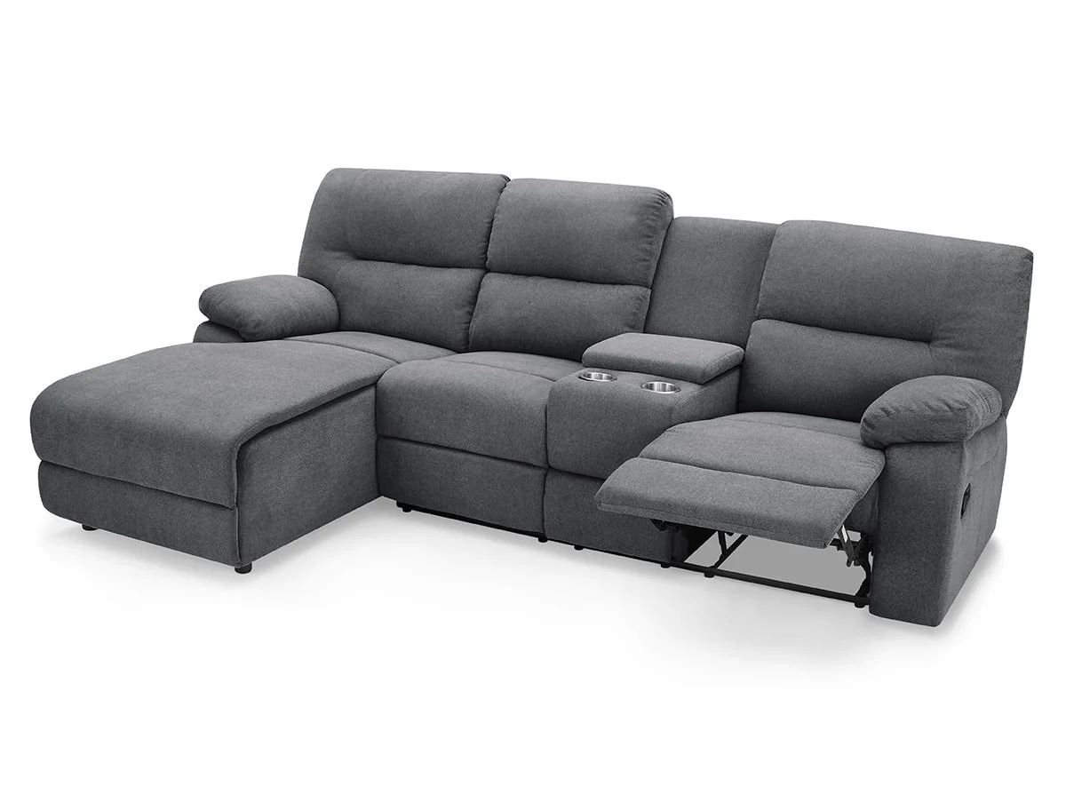 TGC TGC Jake Dark Grey Fabric Left Hand Chaise Recliner Sofa