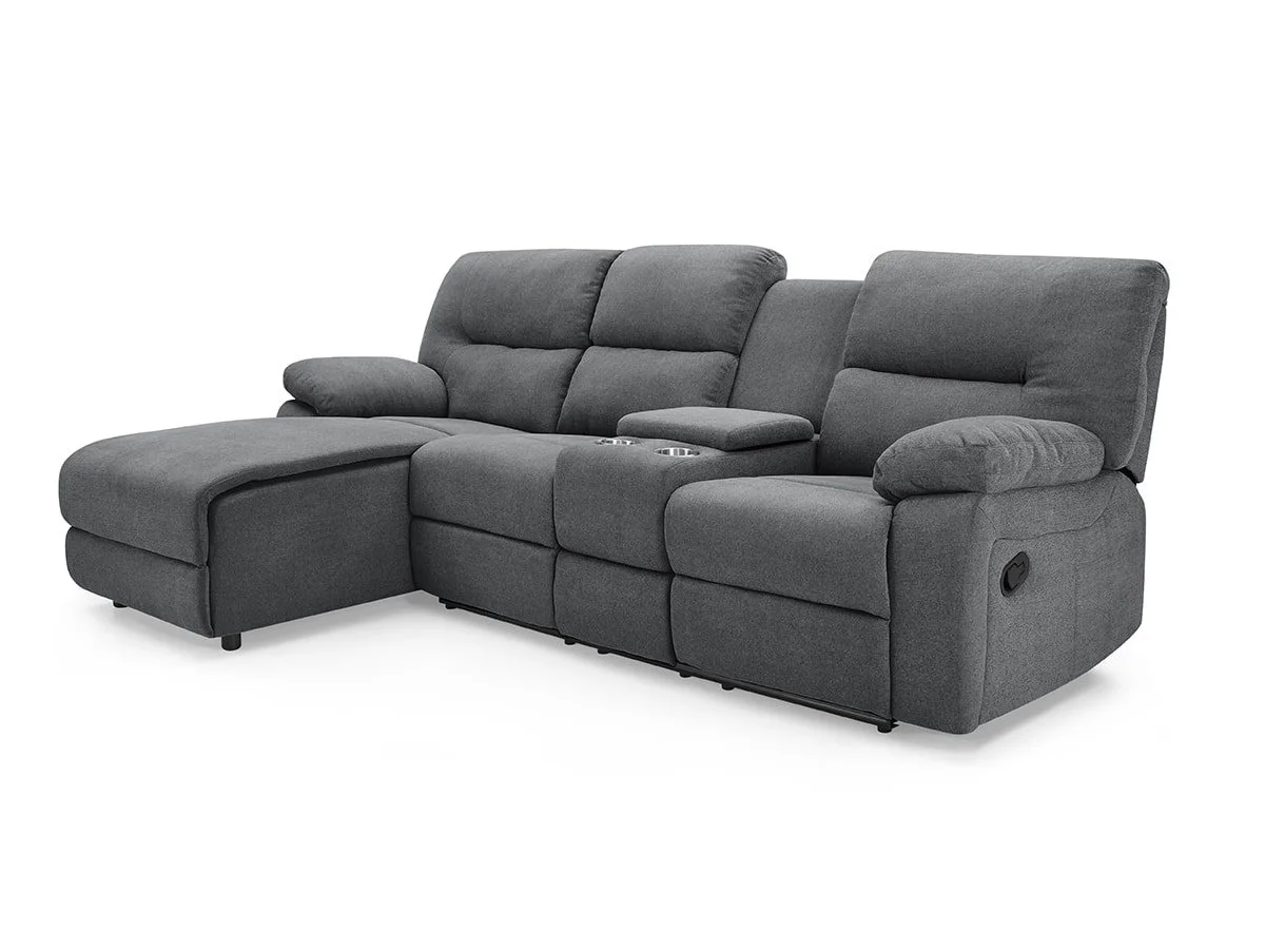 TGC TGC Jake Dark Grey Left Hand Fabric Chaise Recliner Sofa