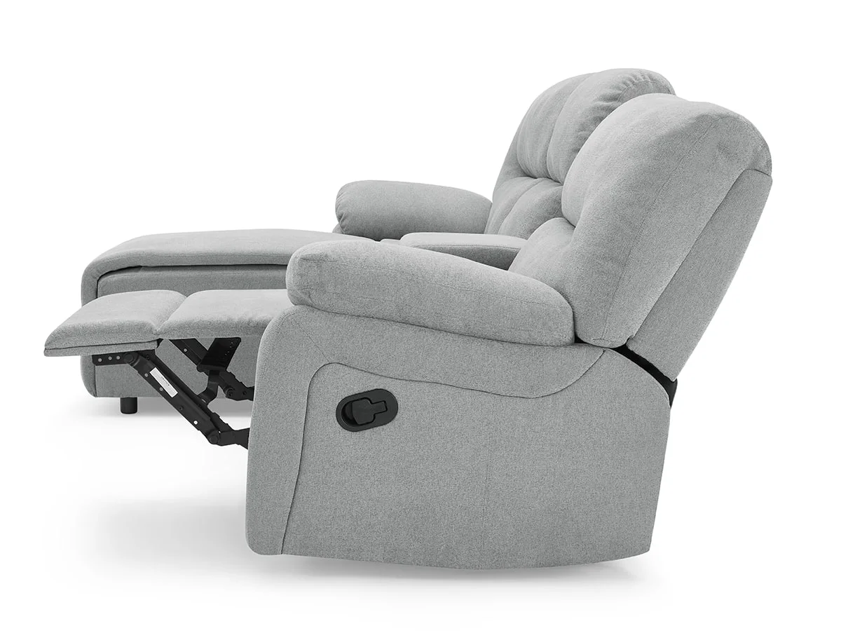 TGC TGC Jake Light Grey Left Hand Fabric Chaise Recliner Sofa