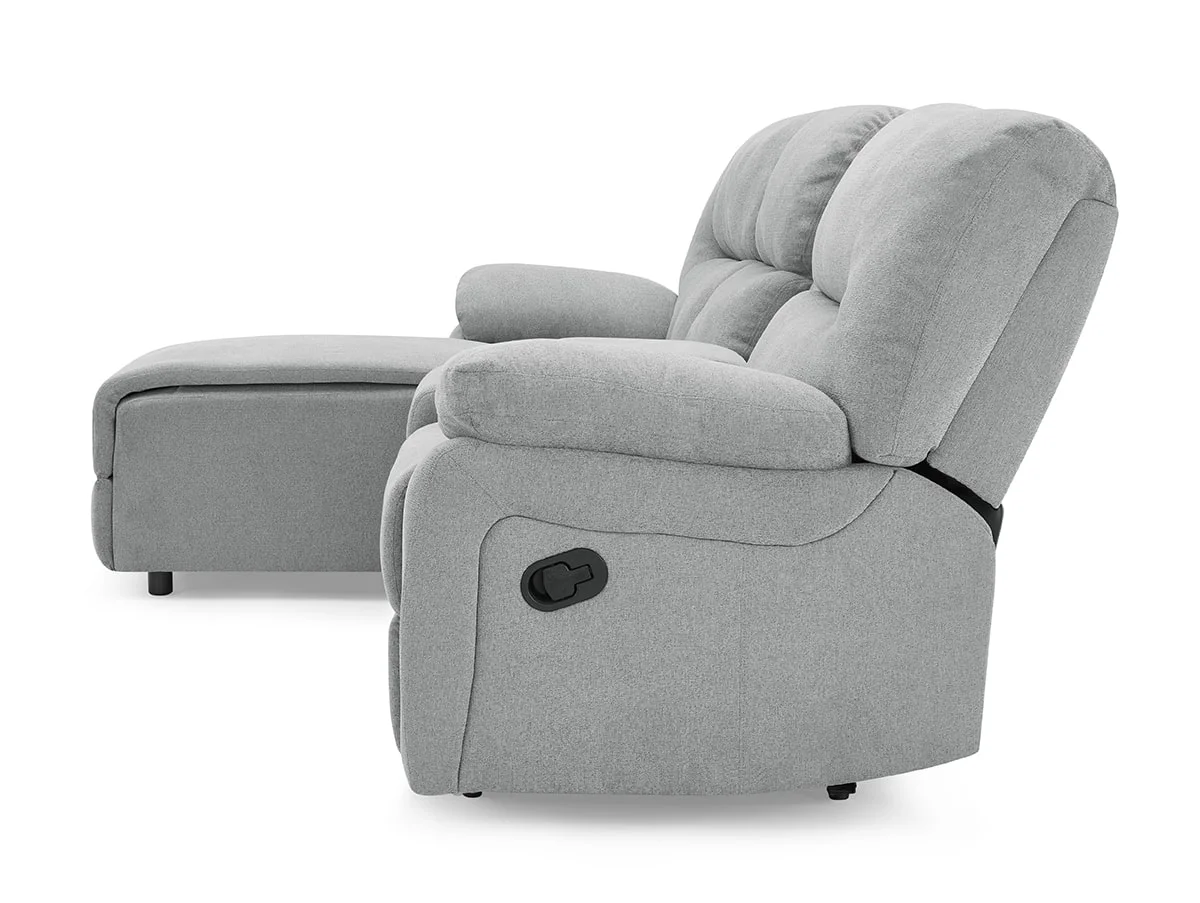 TGC TGC Jake Light Grey Left Hand Fabric Chaise Recliner Sofa