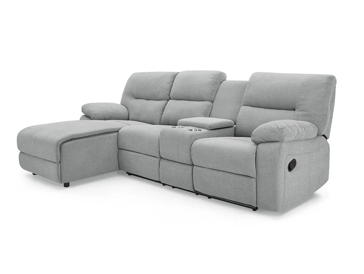 TGC TGC Jake Light Grey Fabric Left Hand Chaise Recliner Sofa