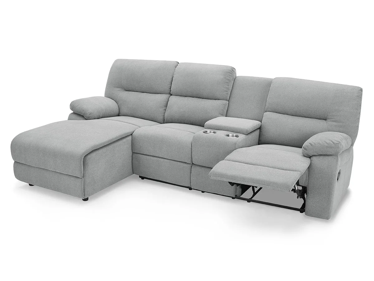 TGC TGC Jake Light Grey Left Hand Fabric Chaise Recliner Sofa