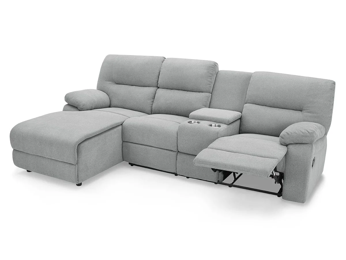 TGC TGC Jake Light Grey Fabric Left Hand Chaise Recliner Sofa