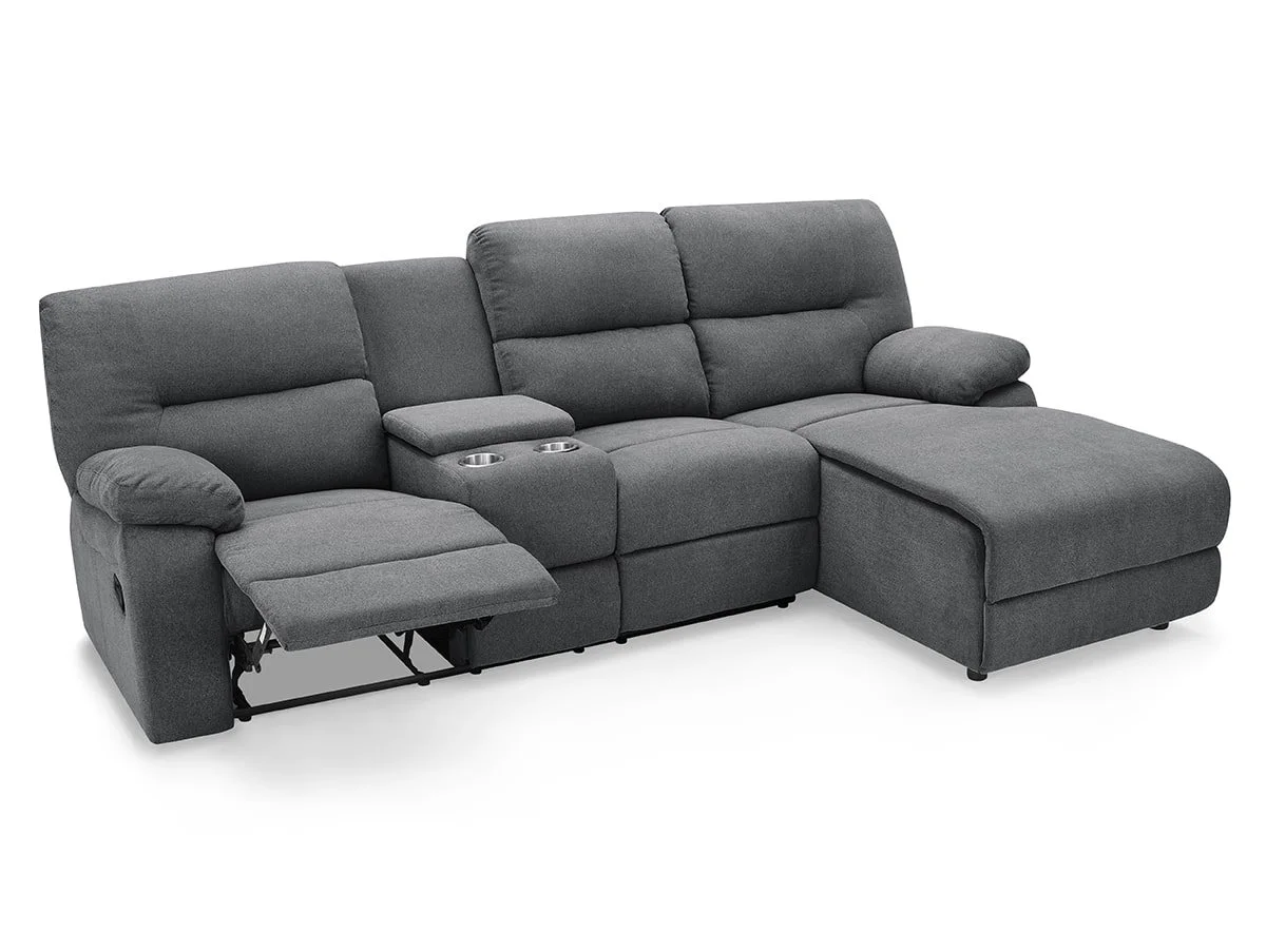 TGC TGC Jake Dark Grey Fabric Right Hand Chaise Recliner Sofa
