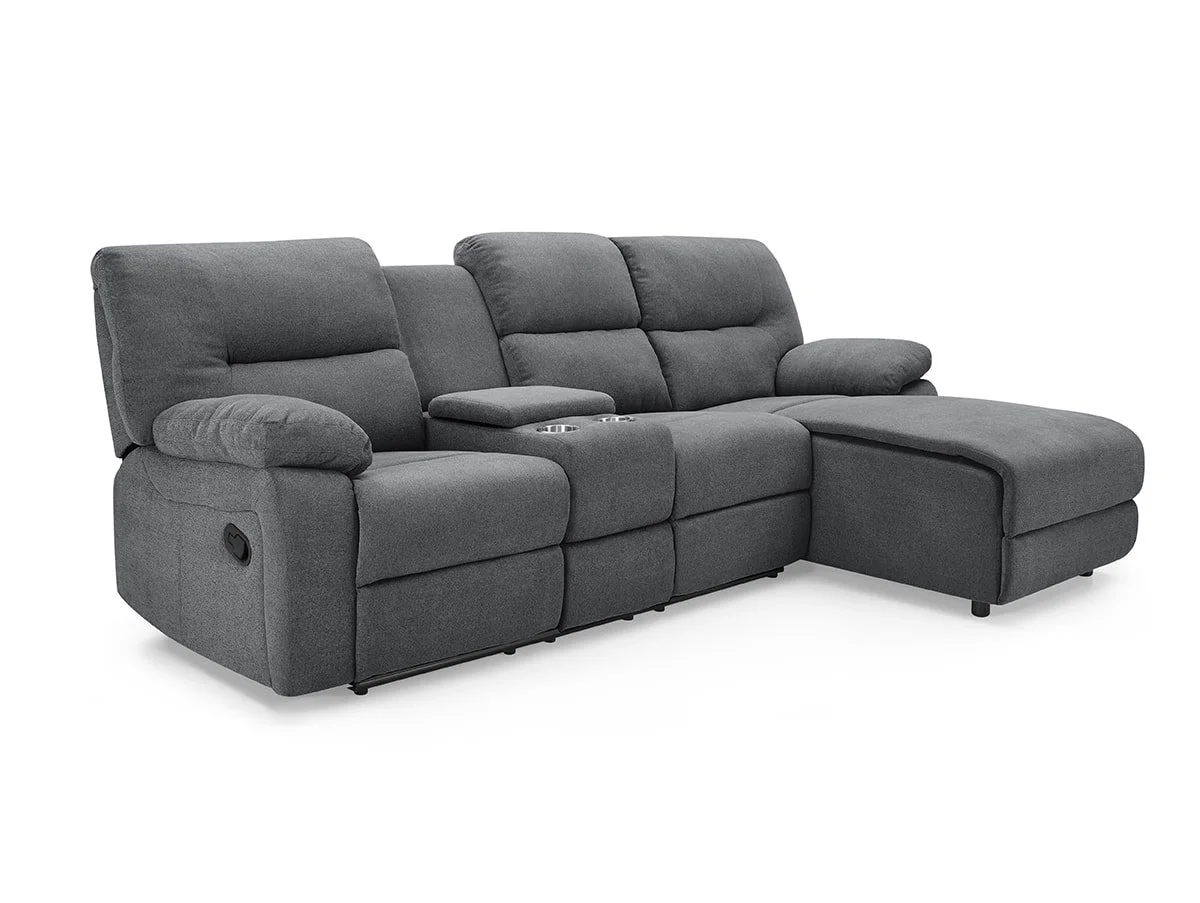 TGC TGC Jake Dark Grey Fabric Right Hand Chaise Recliner Sofa
