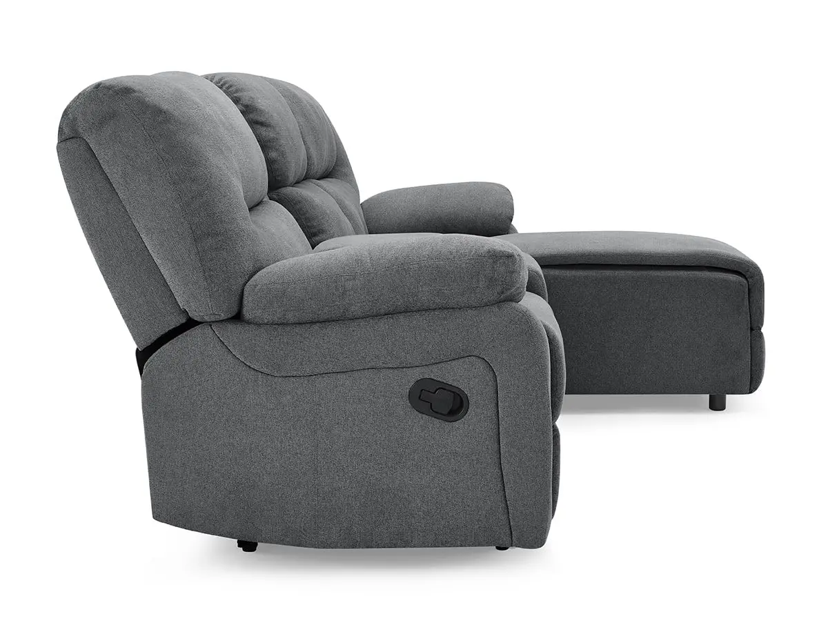 TGC TGC Jake Dark Grey Fabric Right Hand Chaise Recliner Sofa