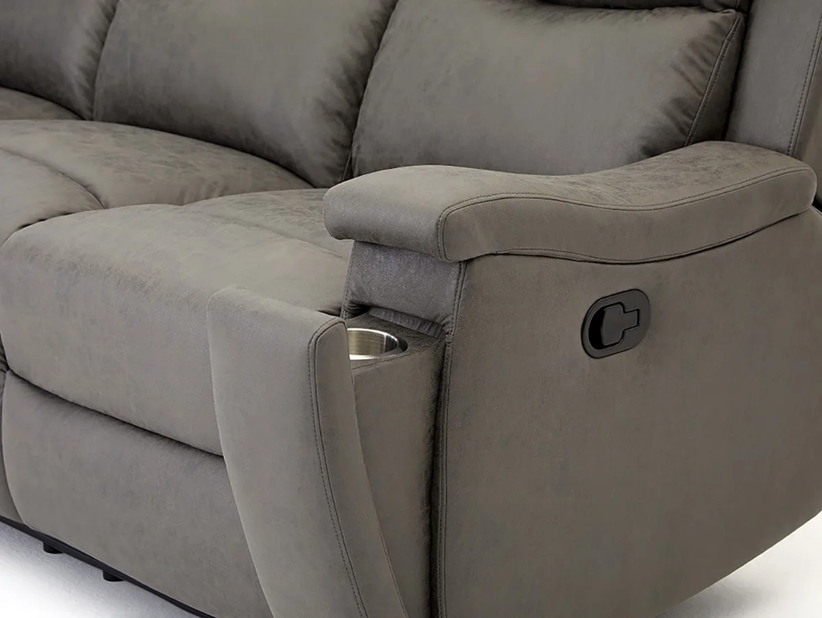 TGC TGC James Grey Faux Leather 3 Seater Recliner Sofa