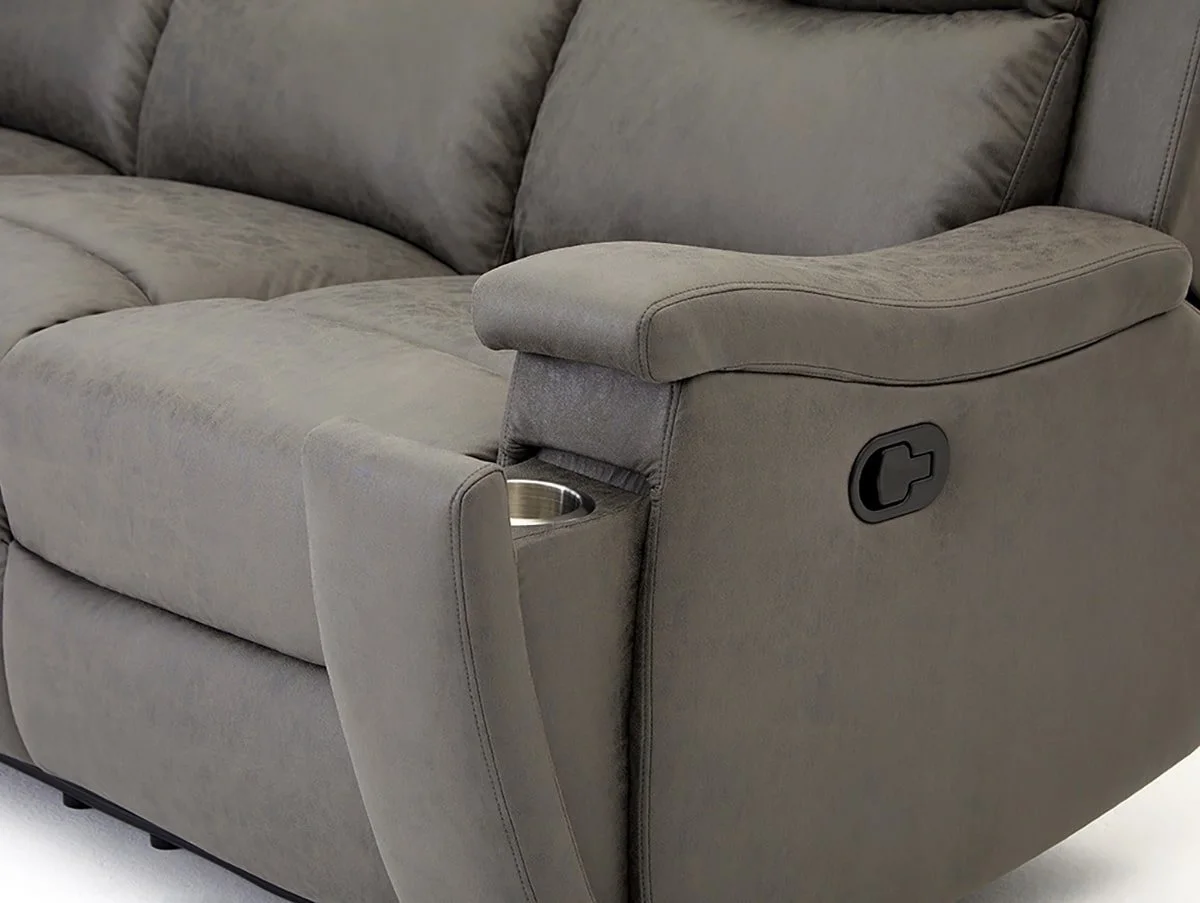 TGC TGC James Grey Faux Leather 3 Seater Recliner Sofa