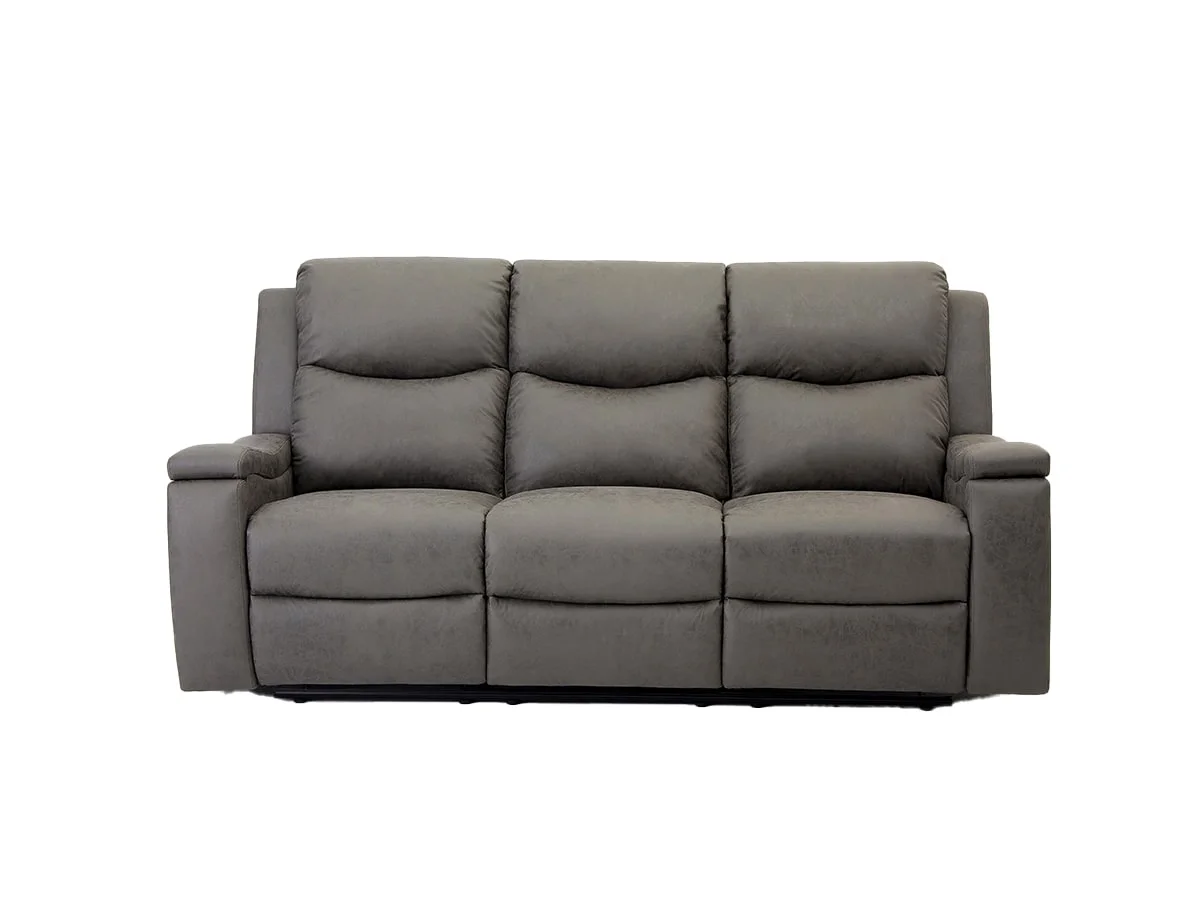 TGC TGC James Grey Faux Leather 3 Seater Recliner Sofa