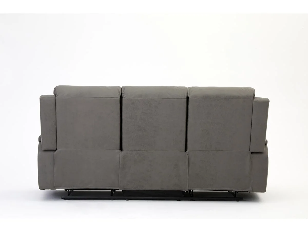 TGC TGC James Grey Faux Leather 3 Seater Recliner Sofa