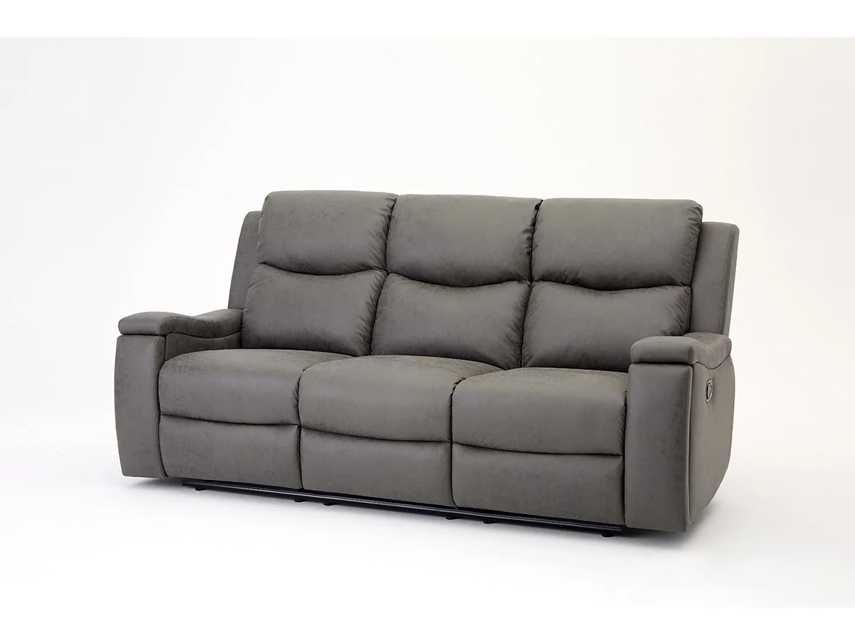 TGC TGC James Grey Faux Leather 3 Seater Recliner Sofa