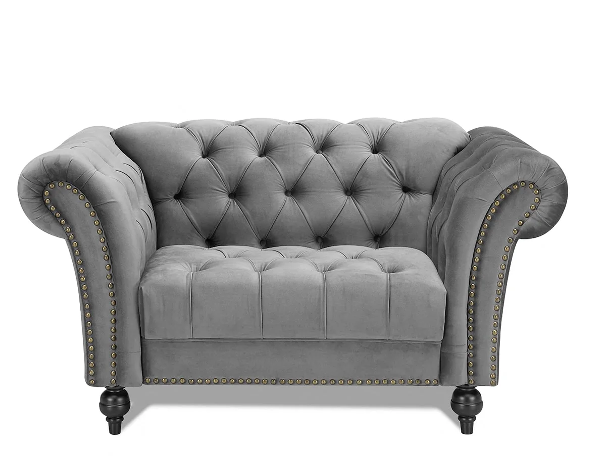TGC TGC Monroe Grey Velvet Fabric 1.5 Seater Sofa