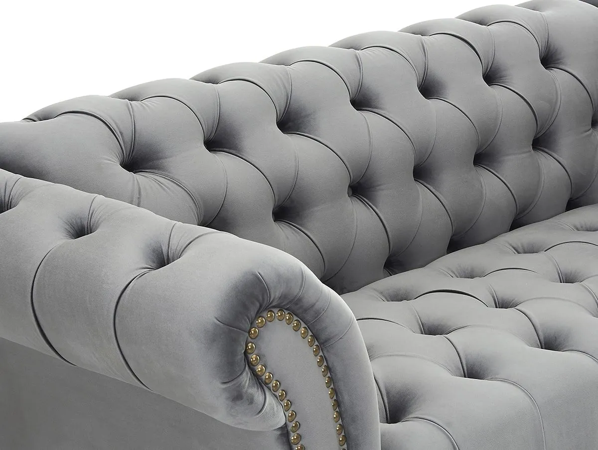 TGC TGC Monroe Grey Velvet Fabric 1.5 Seater Sofa