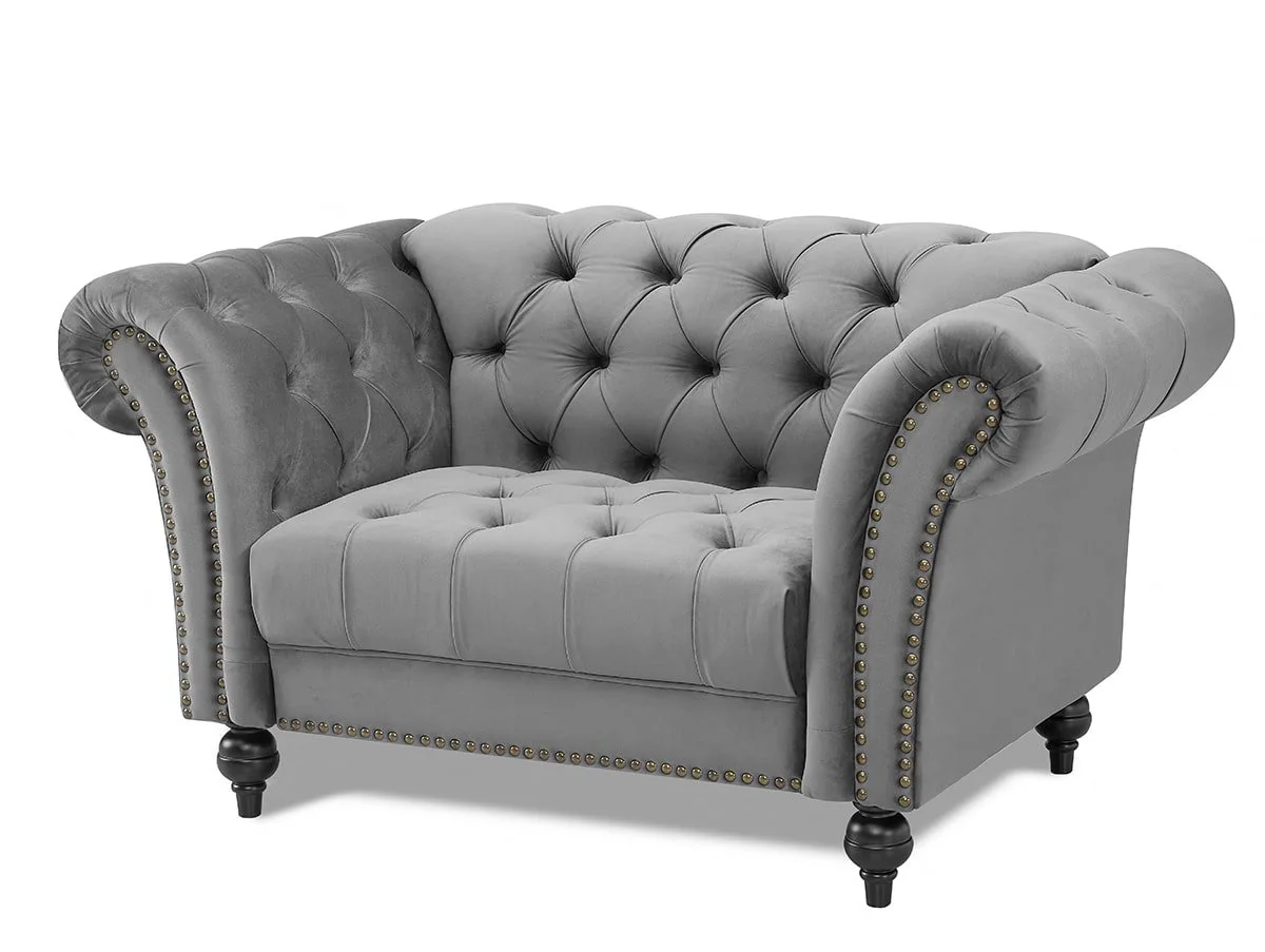 TGC TGC Monroe Grey Velvet Fabric 1.5 Seater Sofa