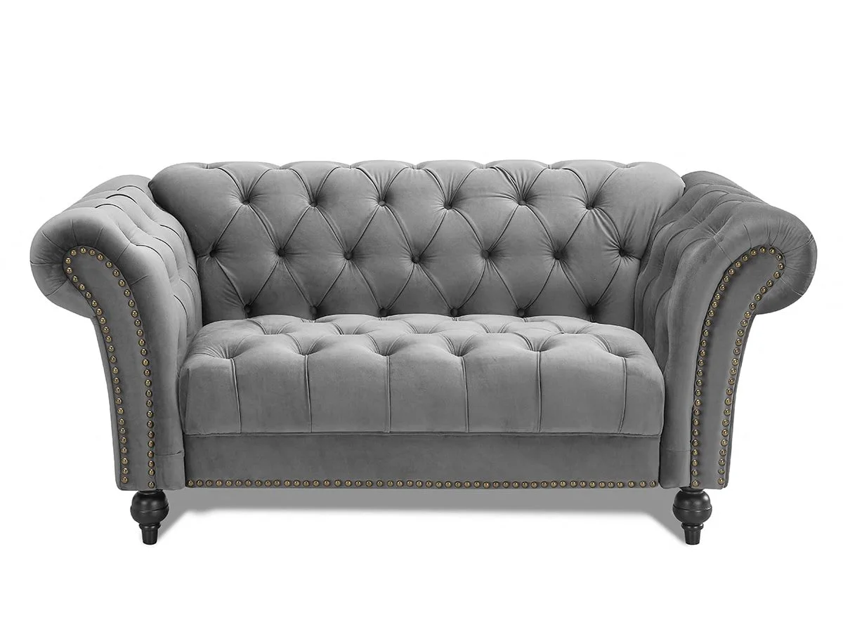 TGC TGC Monroe Grey Velvet Fabric 2 Seater Sofa