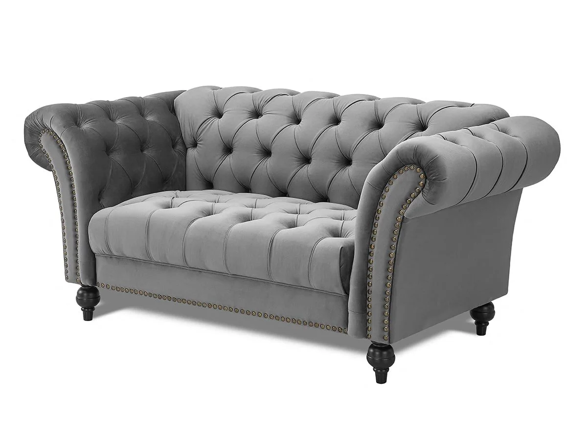 TGC TGC Monroe Grey Velvet Fabric 2 Seater Sofa