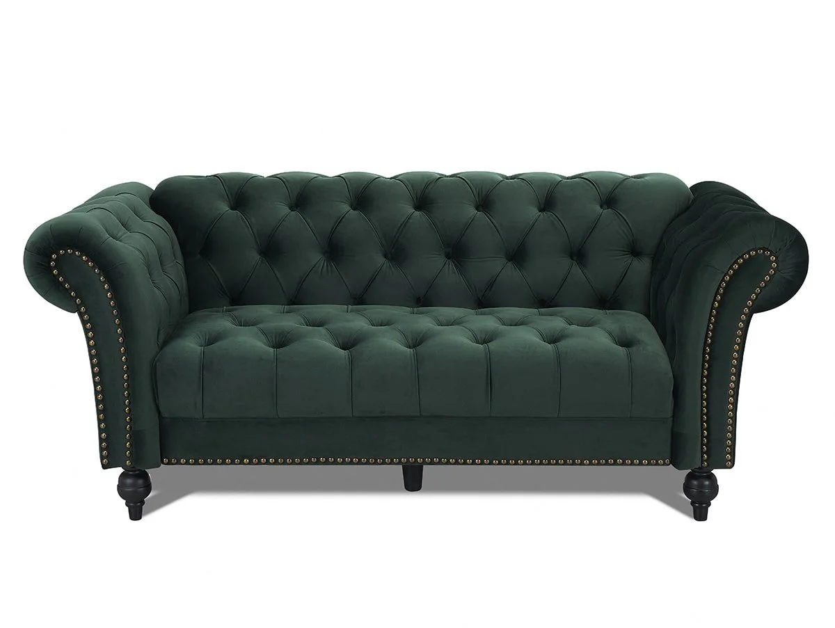 TGC TGC Monroe Green Velvet Fabric 3 Seater Sofa