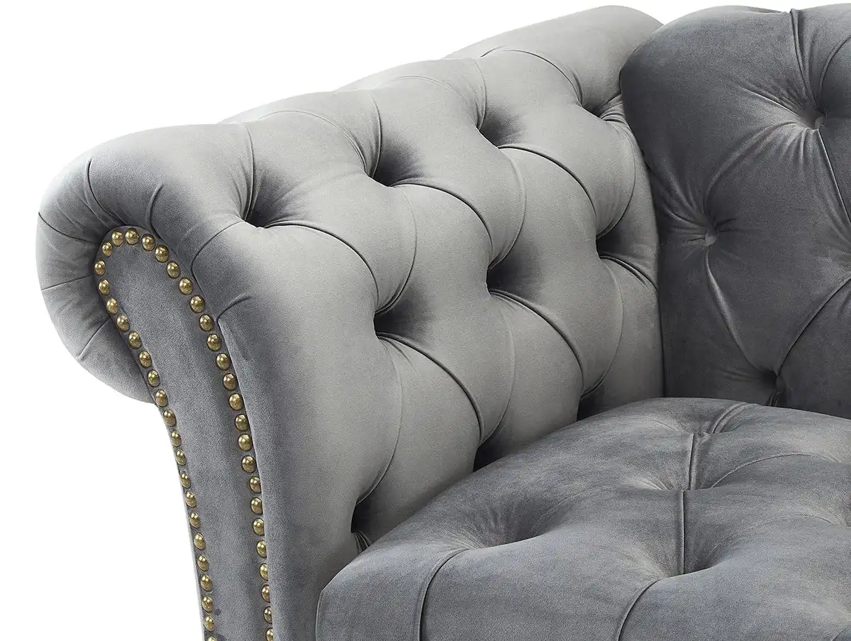 TGC TGC Monroe Grey Velvet Fabric 3 Seater Sofa