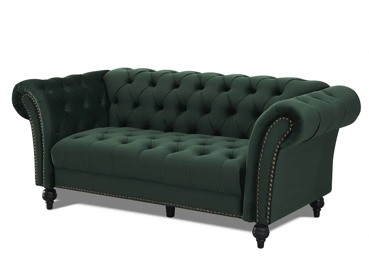 TGC TGC Monroe Green Velvet Fabric 3 Seater Sofa